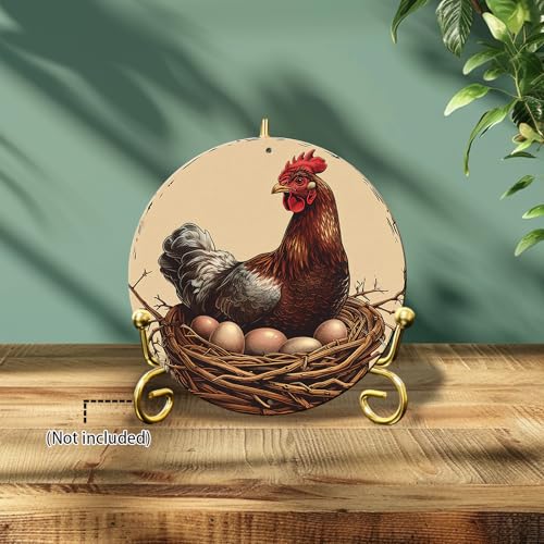 Chicken Coop Hen Vintage Metal Tin Sign Chicken Wreath Wall Decor Kitchen Farmhouse Outdoor Chicken Decor For Chicken Lovers Chicken House Decor 8 Inch - color: Thanksgiving 1, size: 8 inches