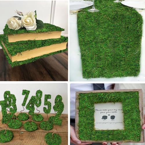 FAICOIA Moss Table Runner Green Moss Roll for Fairy Gardens Wedding Woodland Table Decor Dried Moss for Crafts 16" x 118" Preserved Moss Mat Moss Carpet for Green Moss Grass Wall 40 x 300cm - color: green