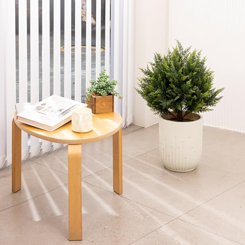 AENTGIU 23.6" Artificial Cedar Topiary Ball Trees, 2-Pack Outdoor Faux Cypress Shrubs with Ground Spikes, UV Resistant Fake Greenery Bushes for Front Porch Planters, Patio, Entryway, Garden Decor