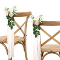 Wedding Aisle Decorations - Set of 10 Pew Flowers - Artificial Roses & Eucalyptus - Pink & Cream - 5.5" x 13" - Elegant Traditional Modern Style - Chair Flowers - color: Pink