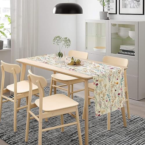 Watercolor Wild Flowers Table Runner, Summer Colorful Flowers Table Decoration for Home Party Picnic Holiday Kitchen Dining 13x36in - color: Flower-10, size: 13x36in