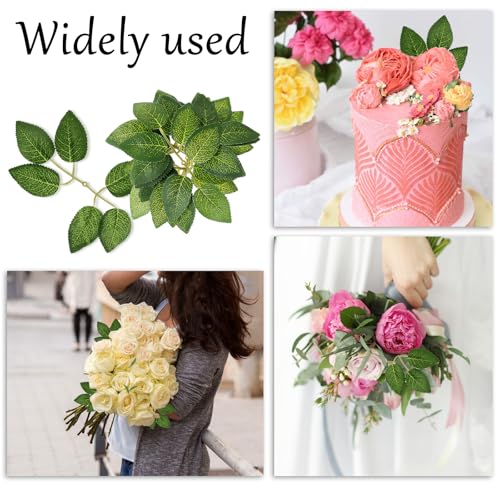 JJUNW 20Pcs Artificial Roes Leavesn, Artificial Green Leaves, Greenery for Centerpieces, Fake Rose Flower Leaves for DIY Bouquets, Wedding Party Birthday Proposal Decorations