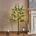 LITBLOOM Artificial Ficus Tree with Lights 4FT 140 LED Fairy Lights, Lighted Greenery Tree for Home Living Room Decoration - size: 4ft