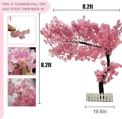 Artificial Cherry Blossomtree Handmade with Cherry Blossom Branches for Indoor Landscaping Wedding Decorations Outdoor Hotel Decoration (001, H8.2ftxL8.2ft) - color: 001, size: H8.2ftxL8.2ft