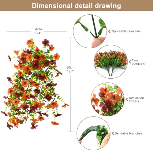 ZFProcess Artificial Fall Fake Flowers for Outdoor Fall Decoration, 2PCS Faux Silk Daisy UV Resistant Look Real for Outside Home Indoor Planter Porch Window Yard Decor(Orange Brown) - color: Orange Brown