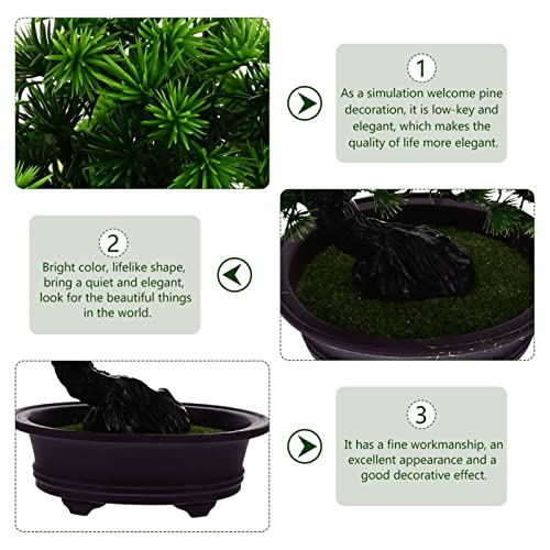 ABOOFAN Artificial Bonsai Welcoming Pine Tree Simulation Welcome Pine Chinese Fake Bonsai Tree Simulation Potted Plant DIY Decorative Bonsai for Home, Office, Shop
