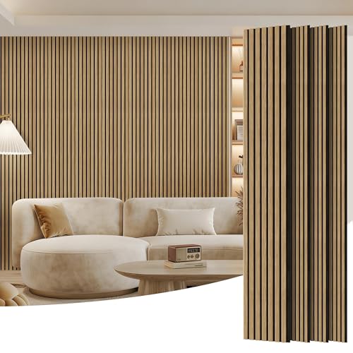 4 Pack Wood Panels for Wall, 96" x 11" Wood Slat Acoustic Panels, Acoustic Wall Panels for Interior Wall Decor, Sound Absorbing Wall Panels for Noise Reduction and Decoration, Ashen Oak - color: Ashen Oak, size: 4PCS-96" x 11"