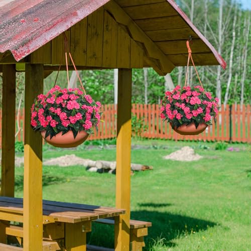 Fake Flowers Artificial Flowers for Outdoor，Artificial Impatiens Bouquet Flowers for Outdoors，Spring Flowers Artificial Impatiens Outdoor Silk Fake Flowers Indoor Decor 4PCS (Rose Red) - color: Rose Red-4