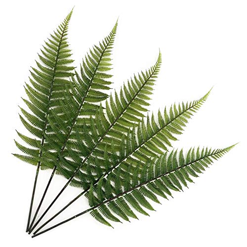 PASYOU Artificial Foliage Plants, Fake Plastic Grass Faux Shrubs Simulation Ferns Leaf Real Decoration for Indoor Outdoor Home Decor Garden Party Balcony Patio Planter Filler DIY - Fern Leaves 5 Pcs - color: Fern Leaves - 5 Pcs