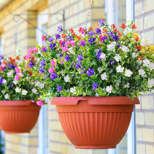 AmyHomie 20 Bundles Artificial Flowers for Outdoor Outside Spring Summer Decoration UV Resistant Faux Flowers No Fade Fake Plastic Plants Garden Porch Window Box Decorating - color: Mix Color-eucalyptus, size: 20