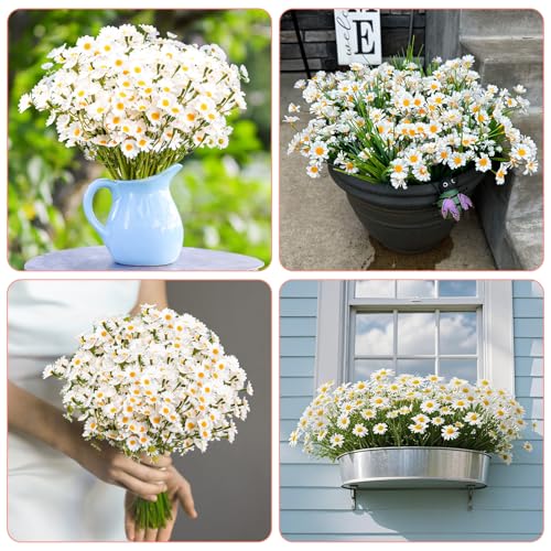36Pcs Artificial White Daisy Flowers, 6 Bundles 10 Inch Small Fake Daisies for Home Summer Decor, Fake Spring Wild Flowers for Party Decoration
