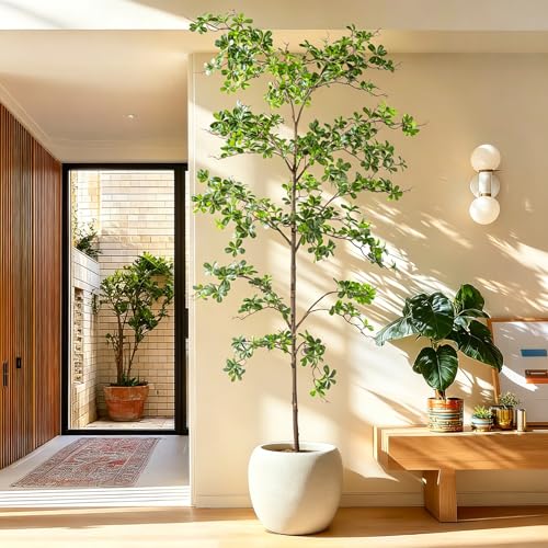Bailikang 8FT Artificial Black Olive Tree Artificial Olive Plants, Tall Faux Olive Tree Faux Silk Plant Fake Plant Ultra-Realistic Silk Leaves & Natural Trunk Indoor Outdoor Use - color: Green Olive Tree, size: 8ft