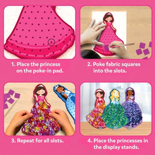 Skillmatics Poke-in Art - Magical Princesses, Mess-Free Fun for Kids, DIY Wood Craft Kits, Creative Activity, Gifts for Girls & Boys Ages 4, 5, 6, 7, 8, 9 - style: 1. Magical Princesses