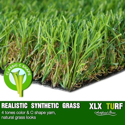 XLX TURF Realistic Artificial Grass Outdoor Rug - 3 FT x 3 FT Thick & Pets Friendly Fake Grass Mats for Dogs Potty with Drainage Hole - 25mm/1inch Pile Height - size: 3' x 3' (Square)