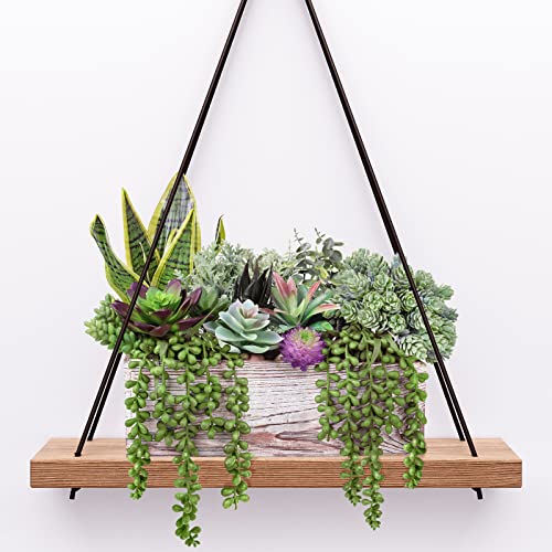 14 Pcs Assorted Artificial Succulents Fake Plants in Rectangular Wooden Pots Artificial Potted Succulents Plants Arrangement for Table Centerpiece Windowsill Shelf Mantel Tropical Greenery Decor
