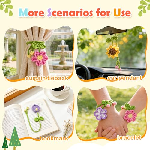 Joyclub Crochet Kit for Beginners 10 Flower Bookmarks Crochet Starter Kits with Step-by-Step Video Tutorials and Instructions DIY Craft Gift for Adults Book Lovers Mother Teacher Student - color: Crochet Bookmark