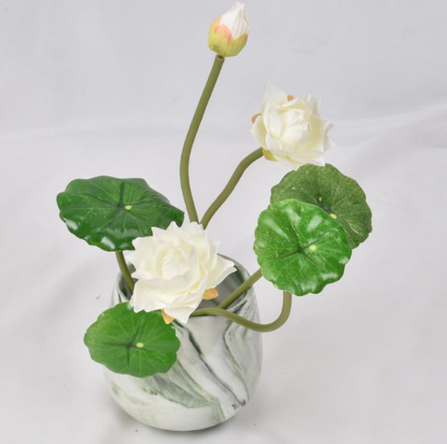 Artificial Flower Water Lily,Silk Plants Floating Flowers,Plastic Flowers Lotus Flowers,Realistic Fake Flowers Lotus Decor Used for Fish Tank Decoration Home Decor (3, White) - color: White