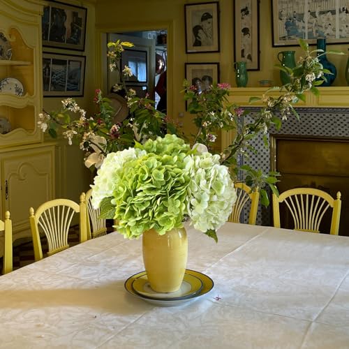 YalzoneMet Hydrangea Artificial Flower Natural Lifelike Real 21 inch Latex Long Stem 2 Light Green+2 Dark Green Hydrangea Flower Bouquets for Home Party Outdoor Wedding Table Centerpiec Decor - color: Dark/Light Green