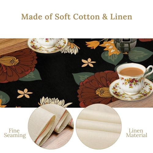 Floral Botanical Table Runner Abstract Mid Century Morden Boho Bohemian Flowers Tropical Leaves Table Runner Vintage Colorful Floral Dinner Runner for Farmhouse Kitchen Party Holiday 36X13inch - color: Bohoflower-4, size: L36"x W13"