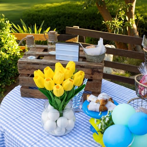 Giegxin 2 Sets Golf Centerpieces Table Decorations with Artificial Yellow Tulips Bouquets Vase for Golf Party Favors Sports Birthday Supplies Table Centerpieces