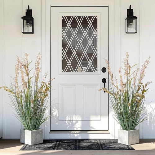 2 Pack Fake Grass Faux Plastic plantas Synthetic Pampas Grass Indoor Outdoor Realistic Floor Plants Artificial Cattail Reed Grass for Home Office Wedding Patio Front Decor Housewarming Gift - color: Pink, size: 4FT