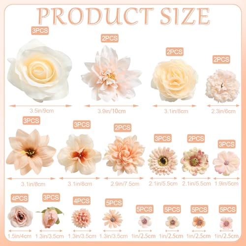 Fake Flowers Heads Bulk Champagne Mini Artificial Silk Flower for Crafts, Small Artificial Daisy Roses Faux Flowers for Graduation Cap DIY Cake Wedding Party Home Garland Decoration - color: Champagne