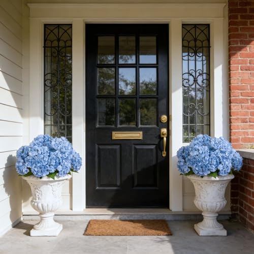 INXUGAO Artificial Flowers Fake Outdoor Hydrangea Bouquets with Long Stems, 3Pcs 18" Faux Light Blue Hydrangeas with Latex Real Touch for Outdoors, Wedding, Baby Shower and Party Decor - color: Light Blue