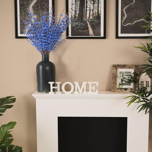5Pcs Jasmine Blue Flowers Artificial, 29.5"/75cm Long Stem Patriotic Flower with Mini Berry Bouquet for Graduation Party DIY Floral Art Arrangements Home Entrance Decor - color: Blue, size: 5 PCS