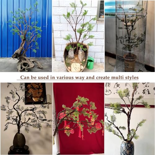 39.3in Bendable Faux Cedar Stems Artificial Pine Tree Branches Trunk Twigs Plants Vines Garland With Greenery Picks For Christmas Wall Hanging Reptile Climbing Outdoor Home Jungle Halloween Decoration