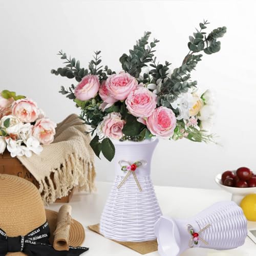 Flower Vase Basket Plastic Woven Rattan Vases Minimalist Modern Art Decorative Vase Flower Arrangement Container for Home Decor Table Wedding