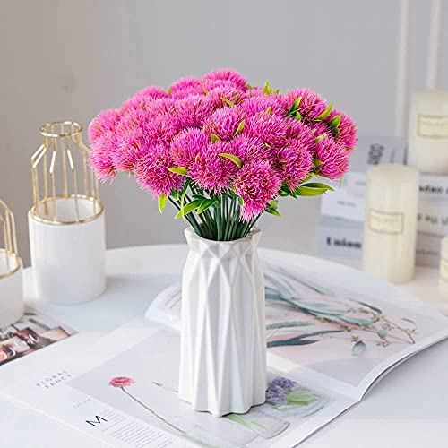 Fake Dandelion Flowers (Pink 10 Pcs) Artificial Plants, Faux Flower Plastic Plant Decor Indoor Outdoor for Outside Outdoor for Home Decoration Wedding Party DIY Filler Décor - color: Dandelions Pink/ 10 Pcs