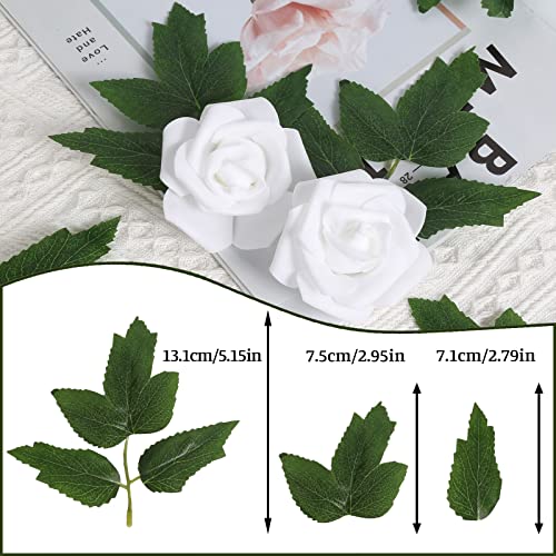 Fake Leaves, 100pcs Artificial Peony Leaves Artificial Craft Leaves with Stems for DIY Wedding Bouquets Centerpieces Party Decorations - color: 3-leaf Peony Leaves