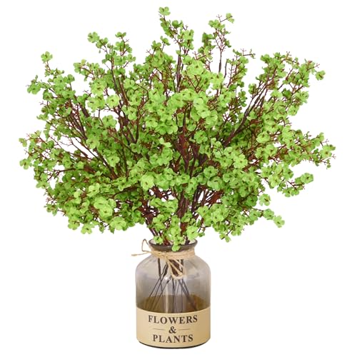 Yastouay 5 Pcs Silk Green Fake Flowers Babys Breath Flowers Artificial Bulk, Spring Fowers Artificial for Decoration for DIY Home Centerpiece Table Decor - color: Green, size: 5 Pcs