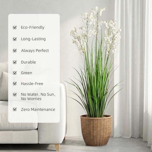 Ttranewsoo Green Onions Home Decor Fake Plants Lily of The Valley Snake Plant Home DéCor Accents Artificial Grass Room Decor Artificial Plants Indoor Artificial Grass 47“ （2PCS ） White - color: 120cm White-2pcs