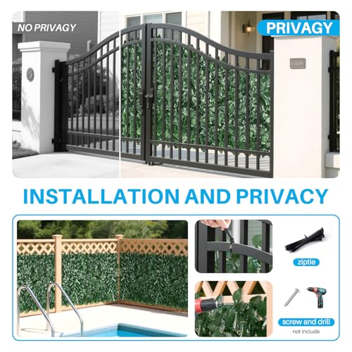 Patio Paradise 39"x156"-1Pc Faux Ivy Fence Privacy Screen Artificial Greenery Wall Backdrop,Fake Grass Wall Panels for Outside Apartment Balcony,Vine Leaf Decor for Outdoor Patio Chain Link - color: Faux IVY Leaves- Dark Green, size: 39" x 156"
