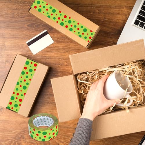 Whaline Christmas Packing Tape 100 Yard Sticky Green Red Dot Gift Wrapping Tape for DIY Crafts Small Business Sealing Boxes Mail Boxes Supplies - style: Christmas