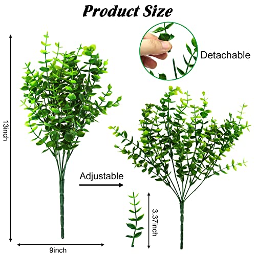 Ouddy Decor 24 Bundles Artificial Greenery Stems Fake Plants Outdoor UV Resistant Faux Plastic Boxwood for Kitchen Office Garden Porch Farmhouse Window Box Home Decor - size: 24 Pcs