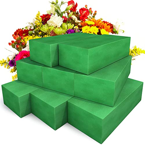 Max Shape Pack of 8 Large Size Floral Foam Blocks for Fresh and Artificial Flowers (9” L x 4” W), Wet Florist Foam Blocks for Wedding Holiday Decorations (8 Pack) - color: 8 Pack