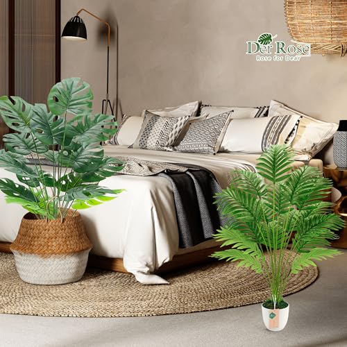 Der Rose Bundle of 2Pcs Fake Plants 28'' Large Artificial Palm Tree and 1Pcs Fake Plants Hanging for Home Room Indoor Outdoor Decor