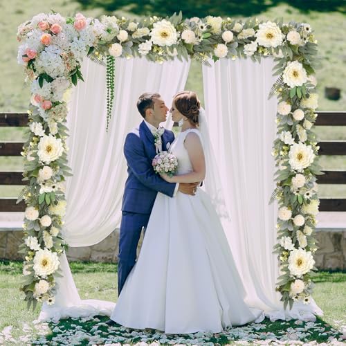 Spring Garland 6FT Hydrangea Flower Garland Faux Greenery Leaf Vine Garlands for Decoration for Spring Indoor Outdoor Garden Farmhouse Porch Wall Wedding Room Home Decor (White) - color: White