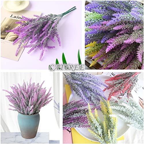 CATTREE Artificial Lavender - Fuchsia 4 Pack, Fake Flowers Plastic Plants Shrubs Bushes for Indoor Outdoor Home Wedding Bridal Party Garden DIY Centerpieces Arrangements Simulation Craft Decoration - color: Lavender-fuchsia-4pcs