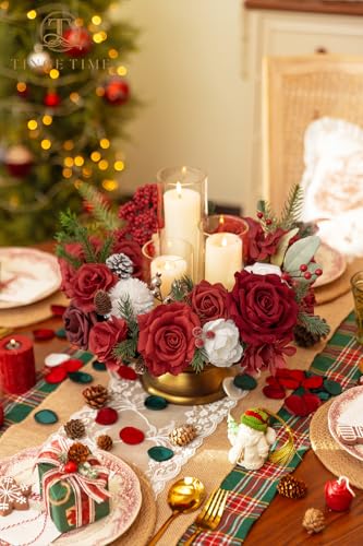 TINGE TIME Artificial Flowers Poinsettia Faux Flowers Bulk for DIY Bridal Wedding Bouquets Baby Shower Centerpiece Table Home Decorations - color: Poinsettia