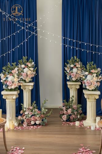 TINGE TIME Free Standing Artificial Rose Flowers Set of 2, Wedding Arch Altar Stage Decorations, Silk Fake Flower for Wedding Centerpiece Archway Aisle Welcome Entrance (DustyRose&NavyBlue) - color: Dustyrose&navyblue