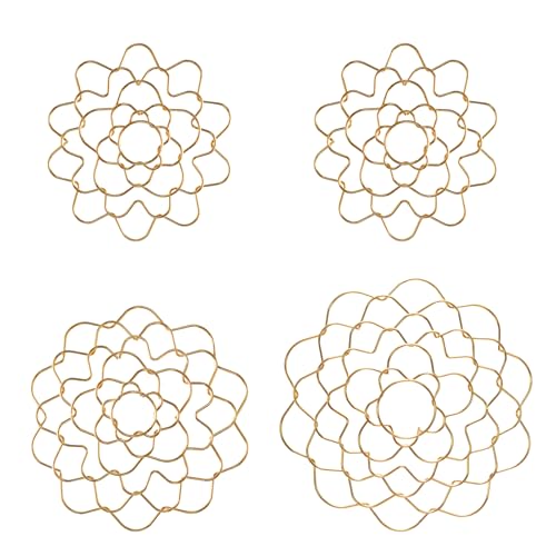 Mormchlots 4pcs Mixed Metal Flowers Arrangement Holder,Reusable Flower Frog Durable Floral Grid,Modern Flower Lid Organizer for Vase Floral Stems/Bouquets（Gold） - color: Gold
