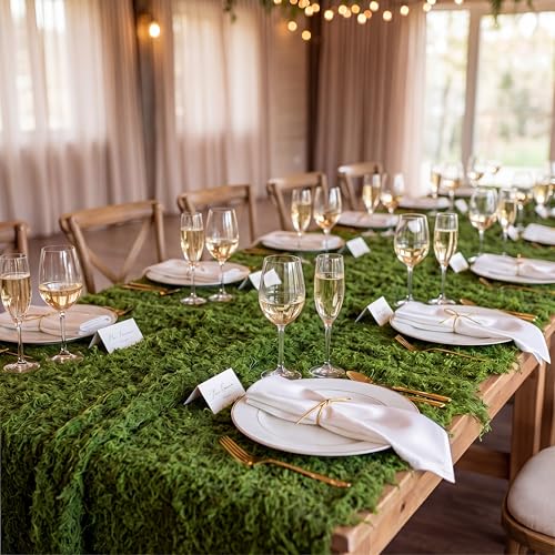 Zeyune 1 Pcs Artificial Moss Table Runner for Wonderland Tea Party Decoration Fake Moss Sheet Roll Waterproof for Enchanted Forest Fairy Decor Holiday Garden Wedding Birthday (79 x 39 Inch,Green) - color: Green, size: 79 x 39 Inch
