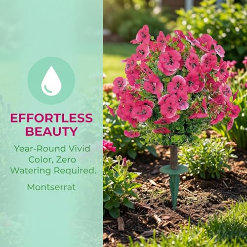 Outdoor Artificial Simulated Trees 2-Piece Set, UV-Resistant Simulated Boxwood Fake Shrubs with Ground Stakes for Outdoor Porch & Garden Decoration (Phalaenopsis Rose Red) - color: Phalaenopsis Rose Red