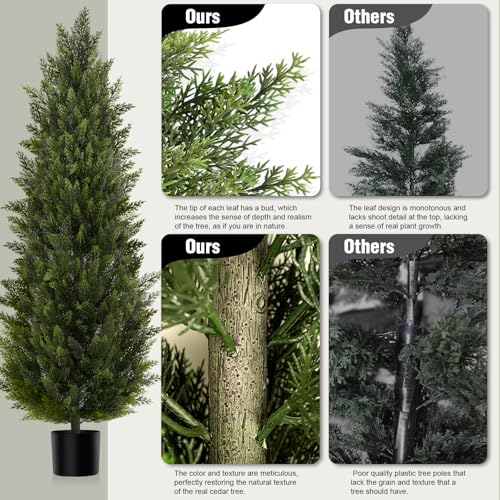Vitalismo Artificial Topiary Cedar Trees 6FT Tall 2 Set, Outdoor Indoor Faux Pine Shrubs Plants, Realistic Fake Plants Front Porch Decor, Artificial Bushes Cypress for Home Front Door Offices - color: Cedar, size: 6ft