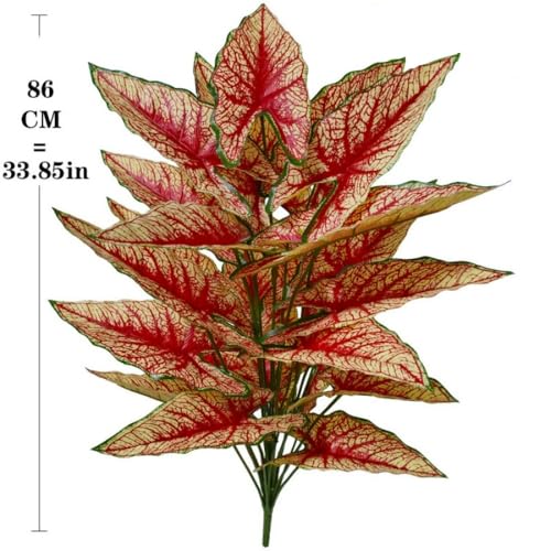 Aglaonema Plant with Variegated Green and Red Leaves, Fake Tree Leaf Simulation Flower Bonsai for Party Decoration Artificial Plants Floor Home Room Decor Ornament (Red No Flowerpot, 85cm) - color: Red No Flowerpot, size: 85cm