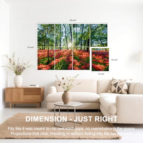Mollywell Art Acoustic Panels, 48x32 in, Flowers Burning in Forest Gaps | Self-Adhesive, Reduces Echo, Sound Absorbing, Modern Art Wall Decor, Living Room, Studio, Bedroom, Office - color: Flowers Burning in Forest Gaps, size: 8 Pack Art