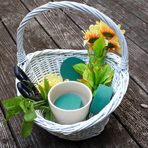 Pack of 4 FLOFARE Round Floral Foam Blocks for Fresh and Artificial Flowers, Each (8" X 1.4"), Dry & Wet Green Flower Foam for Flower Arrangements and Florist Supplies - size: Large 8"